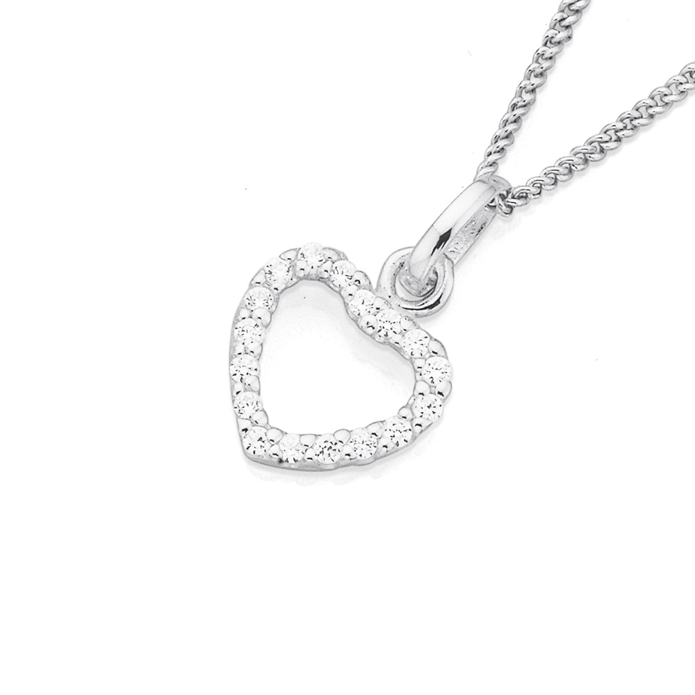 Sterling Silver Cubic Zirconia Heart Pendant