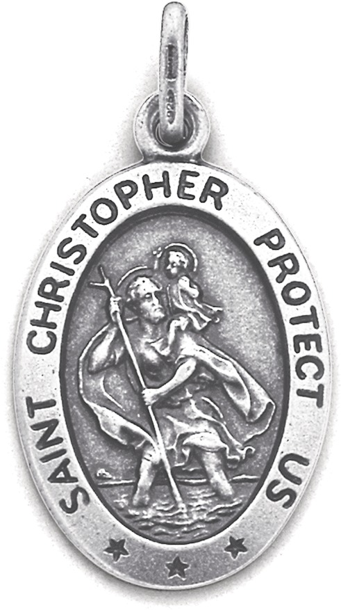 Sterling Silver 20mm Oval St. Christopher Pendant