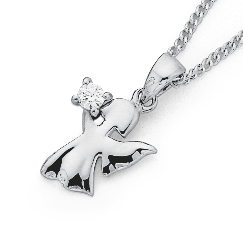 Sterling Silver Cubic Zirconia Angel Pendant