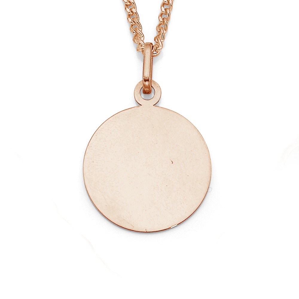 9ct, 14mm Rose Gold Engravable Disc Pendant