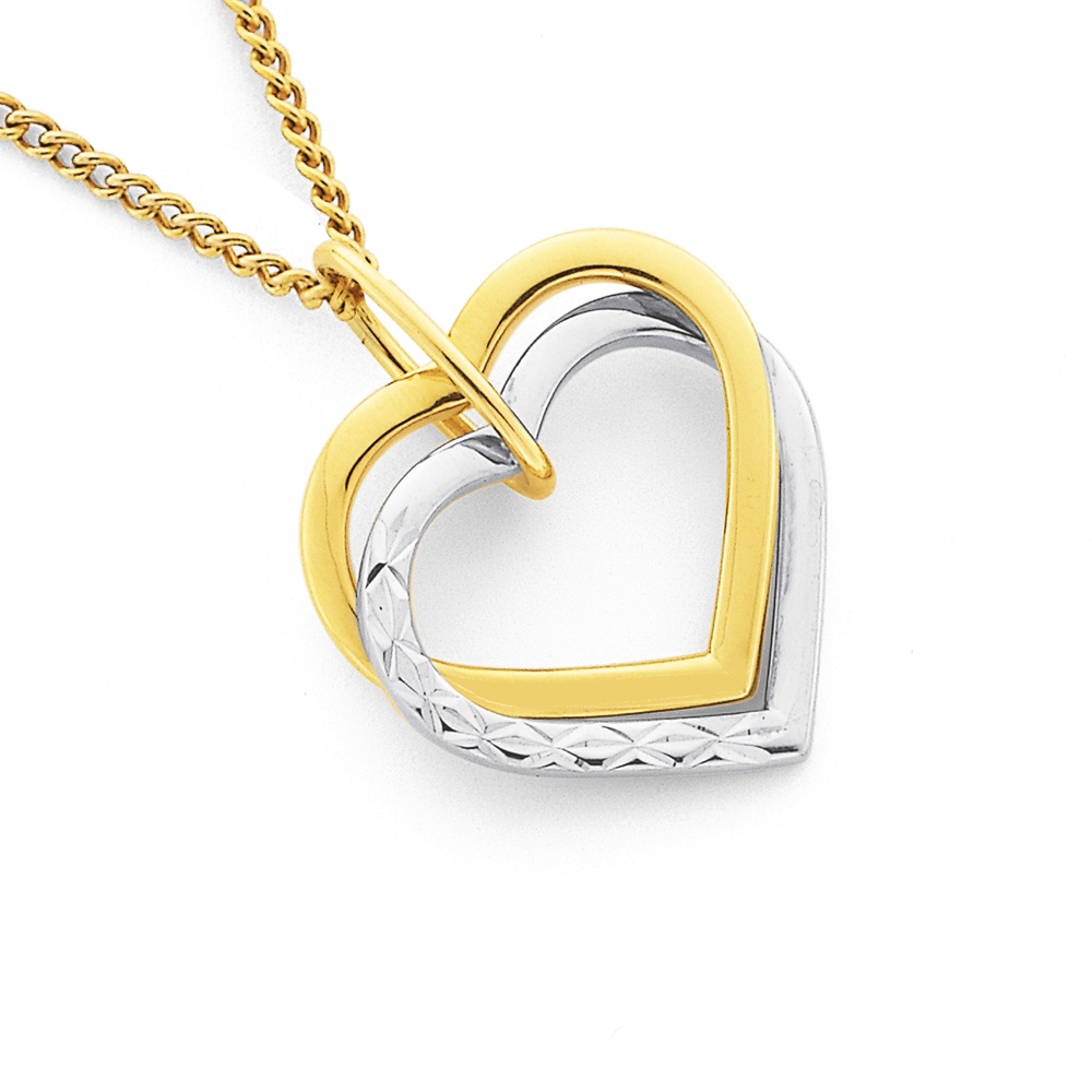 9ct Two Tone, Heart Pendant