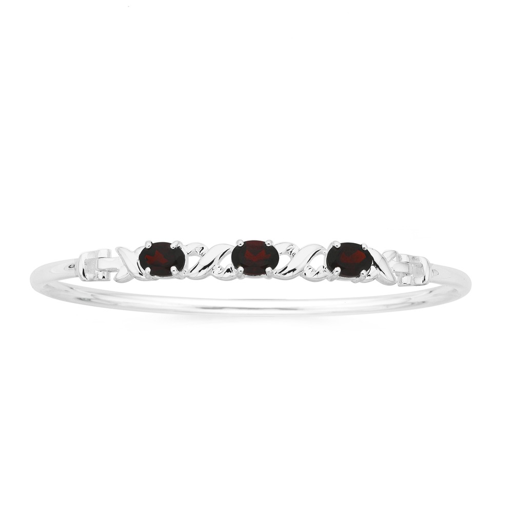 Sterling Silver Garnet Bangle