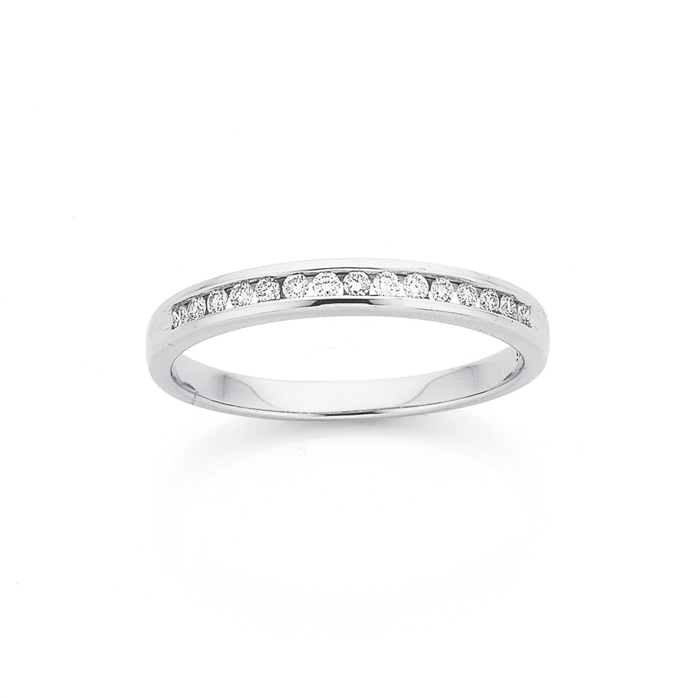 9ct White Gold Diamond Channel Set Band