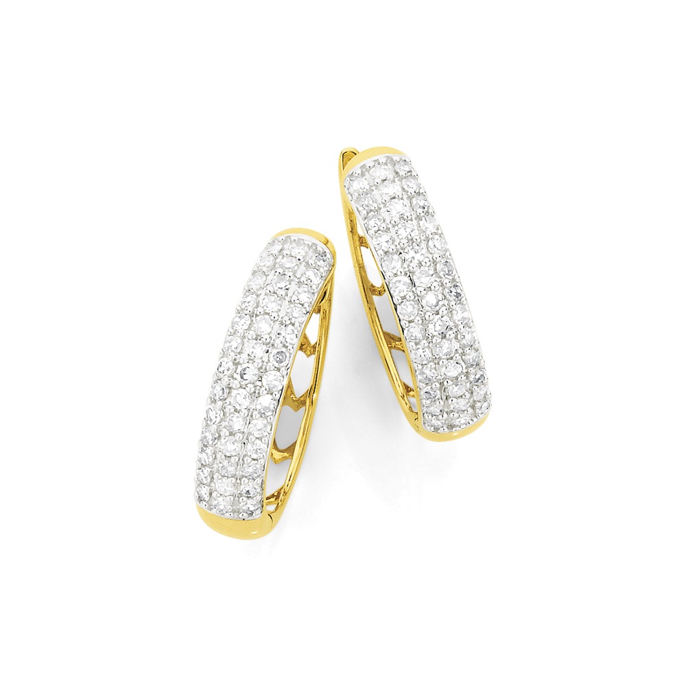 9ct Pave Diamond Huggie Earrings