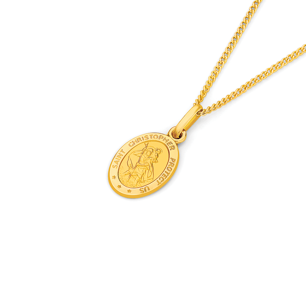 9ct 12mm Oval Saint Christopher Medallion Pendant