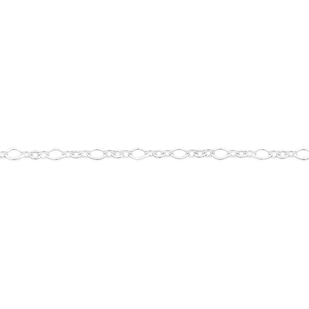 Sterling Silver 25cm Fancy Figaro 1+1 Anklet