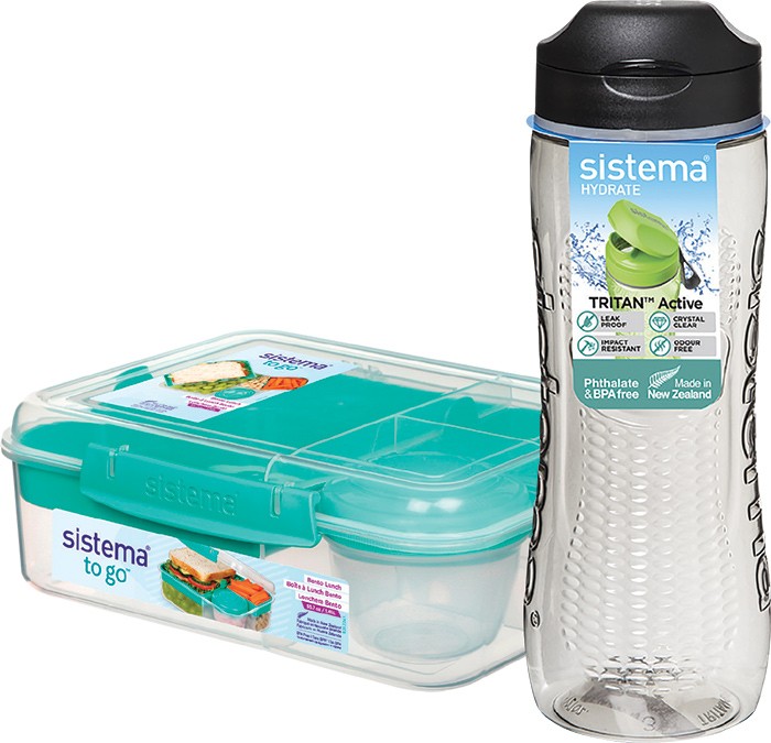 Sistema Tritan Active Drink Bottle 800ml or Bento Box To Go 1.65L