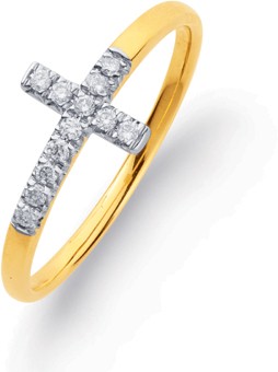 9ct, Diamond Cross Ring