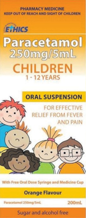 Ethics Paracetamol Oral Suspension Orange 250mg 5ml