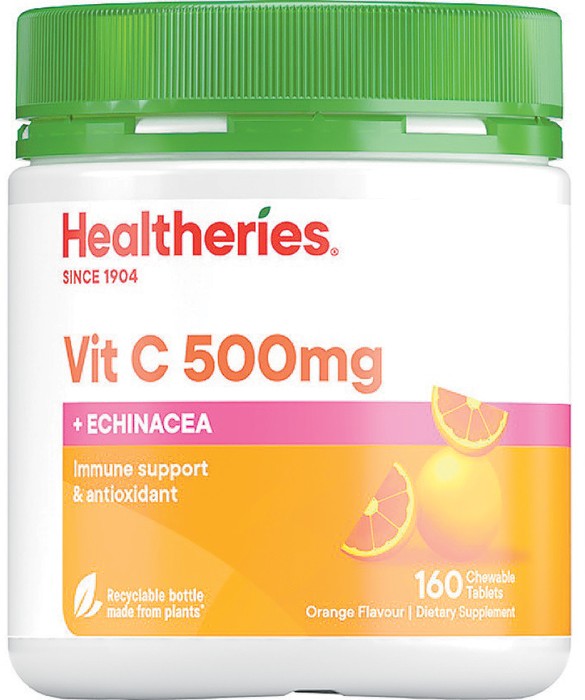 Healtheries Vit C 500mg Plus Echinacea Chewables 160 Tablets