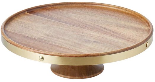 Davis & Waddell Acacia & Brass Cake Stand