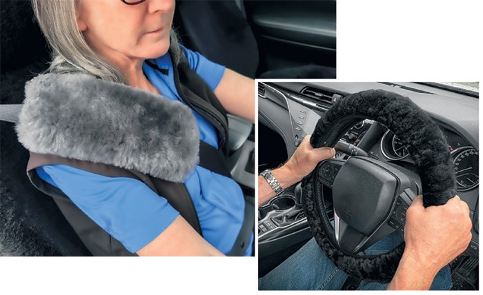 Repco Sheepskin Seat Belt Pad or Steering Wheel Cover