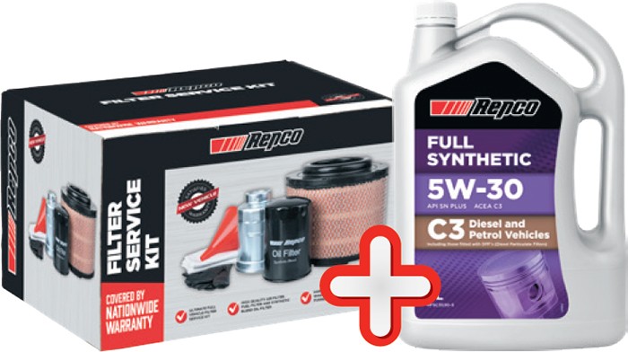 Buy a Repco Passenger Vehicle Filter Service Kit and Repco Engine Oil as a Combo and Save 10%