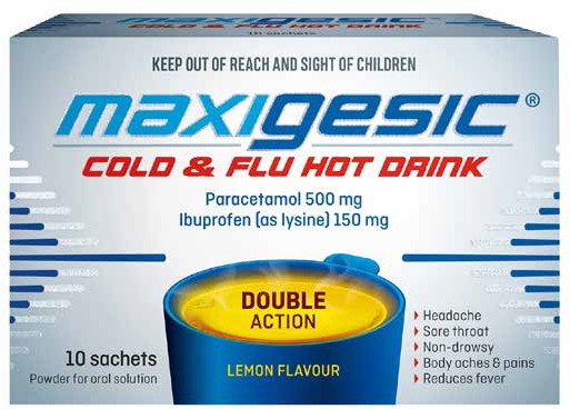 Maxigesic Cold & Flu Lemon Hot Drink 10 Sachets