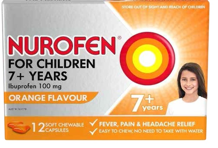 Nurofen For Children 7+ Orange 100mg 12 Capsules