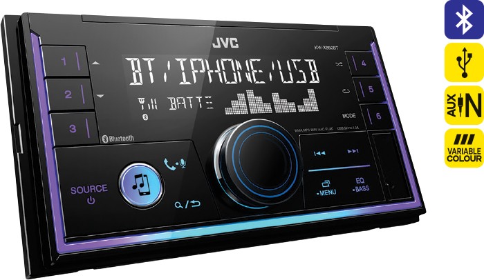 JVC Double Din Mechless Receiver with USB & Bluetooth