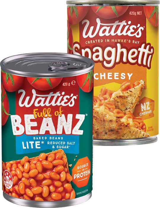 Wattie’s Baked Beanz or Spaghetti Lite or Cheesy 420g
