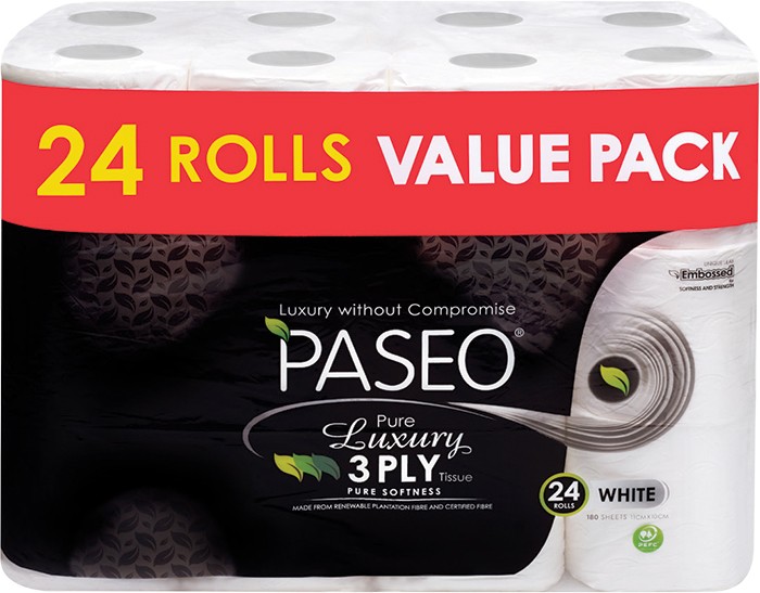 Paseo 3 Ply Toilet Tissue 24 Pack