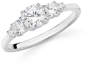 Sterling Silver Five Round Cubic Zirconia Dress Ring