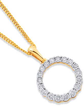 9ct, Diamond Circle Pendant
