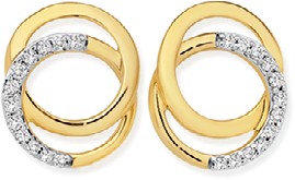 9ct, Diamond Interlock Circle Stud Earrings