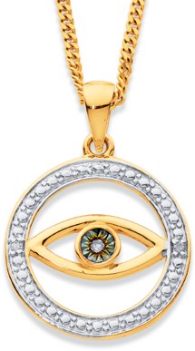9ct Blue Rhodium Diamond Evil Eye Pendant