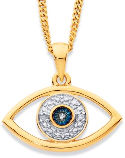 9ct, Diamond Evil Eye Pendant