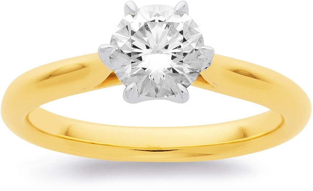 14ct Solitaire Element Lab Diamond Ring with 6 Claws Set