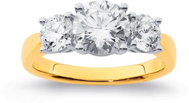 14ct Element Lab Diamond 3 Stone Ring Set