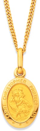 9ct 12mm Oval Saint Christopher Medallion Pendant