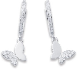 Sterling Silver Cubic Zirconia Butterfly Huggies