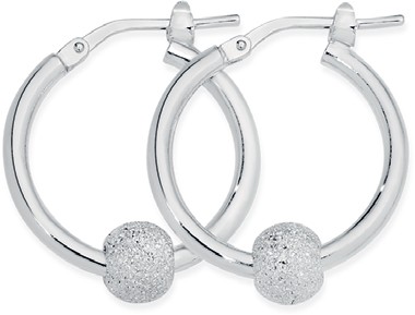 Sterling Silver 15mm Stardust Hoop Earring