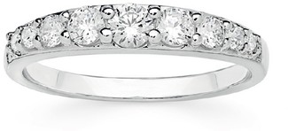 Sterling Silver Nine Round Cubic Zirconia Tapered Anniversary Ring