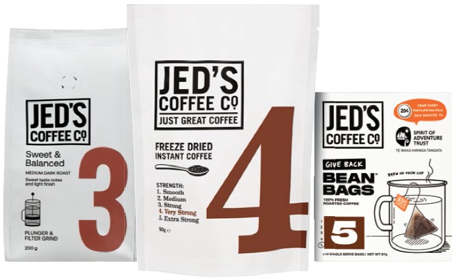 Jed’s Plunger or Beans Coffee 200g, Bean Bags or Refills 90g