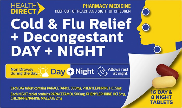 Health Direct Cold & Flu Relief + Decondestant Day + Night 24s