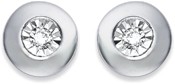 9ct White Gold Diamond Bezel Stud Earrings