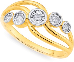9ct, Diamond Open Swirl Dress Ring