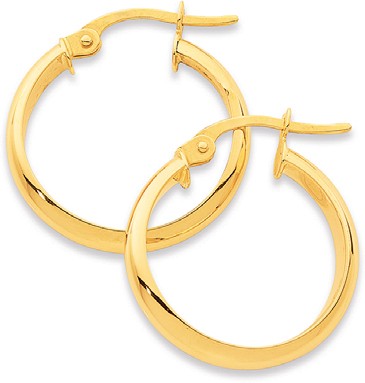 9ct 3x15mm Half Round Hoop Earrings