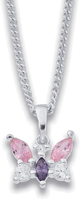 Sterling Silver Cubic Zirconia Butterfly Pendant