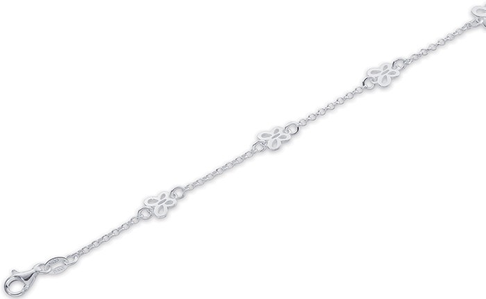 Sterling Silver Open Butterflies Bracelet 15cm + 3cm ext