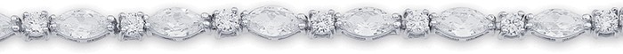 Sterling Silver 18cm Marquise & Round Cubic Zirconia Tennis Bracelet