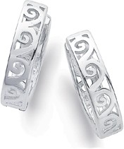 Sterling Silver 15mm Filigree Huggie Earrings