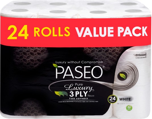 Paseo 3 Ply Toilet Tissue 24 Pack