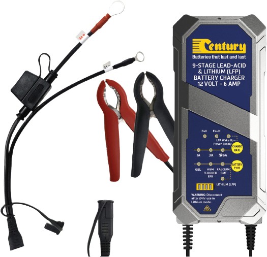 Century 12V 1/3/6A 9 Stage Lithium Battery Charger
