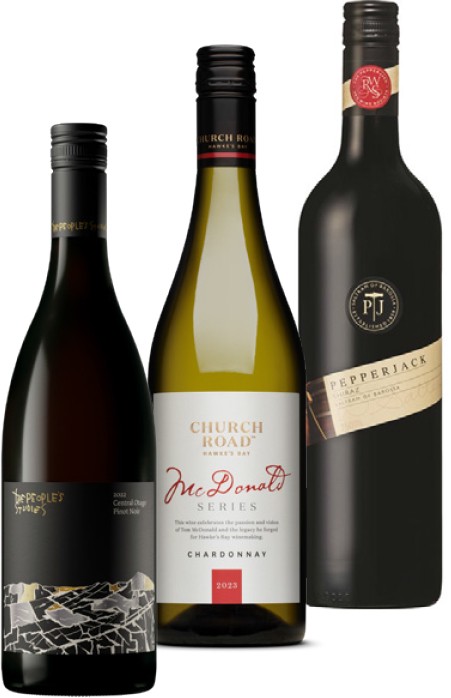Pepperjack Range, The People’s Studies Chardonnay or Central Otago Pinot Noir