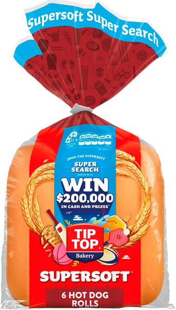 Tip Top Super Soft Hot Dog Rolls 6 Pack