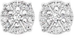9ct White Gold Diamond Sparkle Cluster Stud Earrings