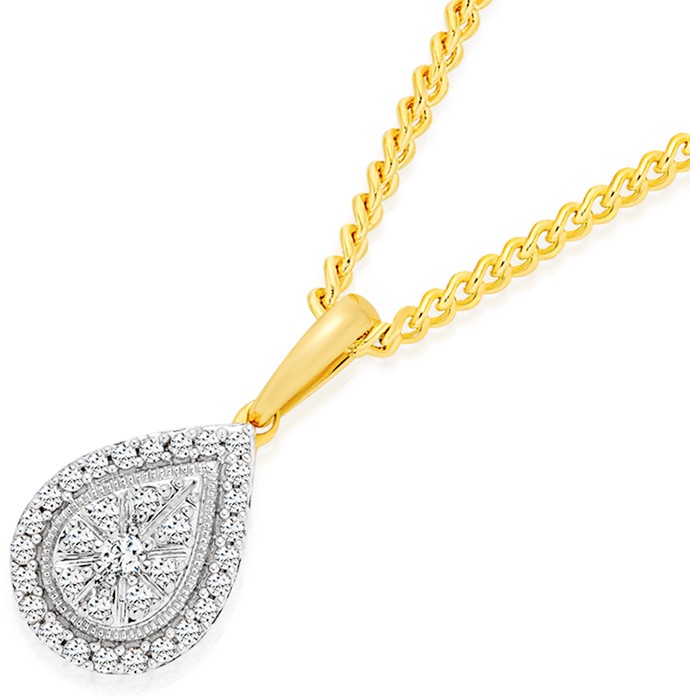 9ct, Diamond Pear Pendant