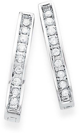 9ct White Gold Diamond Hoop Earrings