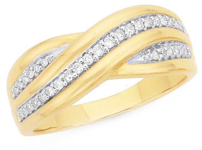 9ct, Diamond Crossover Ring